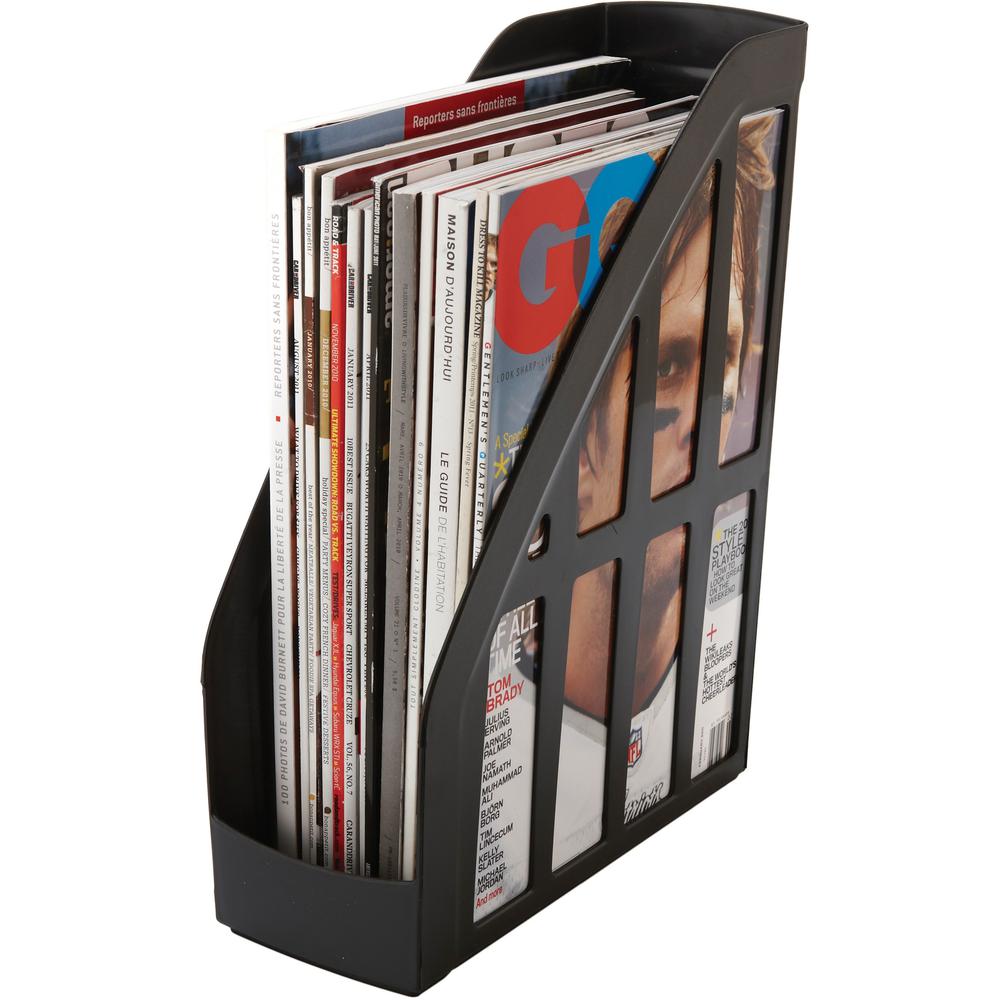Storex Value Line Recycled Magazine File - Black - Plastic - 1 Each. Picture 2