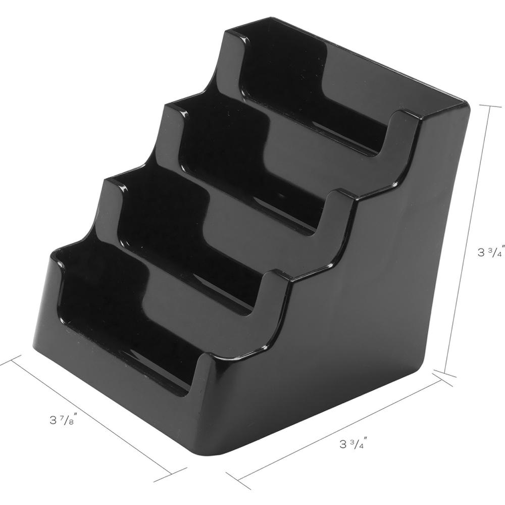 Deflecto 4 Tier Business Card Holder - 3.8" x 3.9" x 3.5" x - Plastic - 1 Each - Black - Storage Compartment, Durable, Recyclable. Picture 10