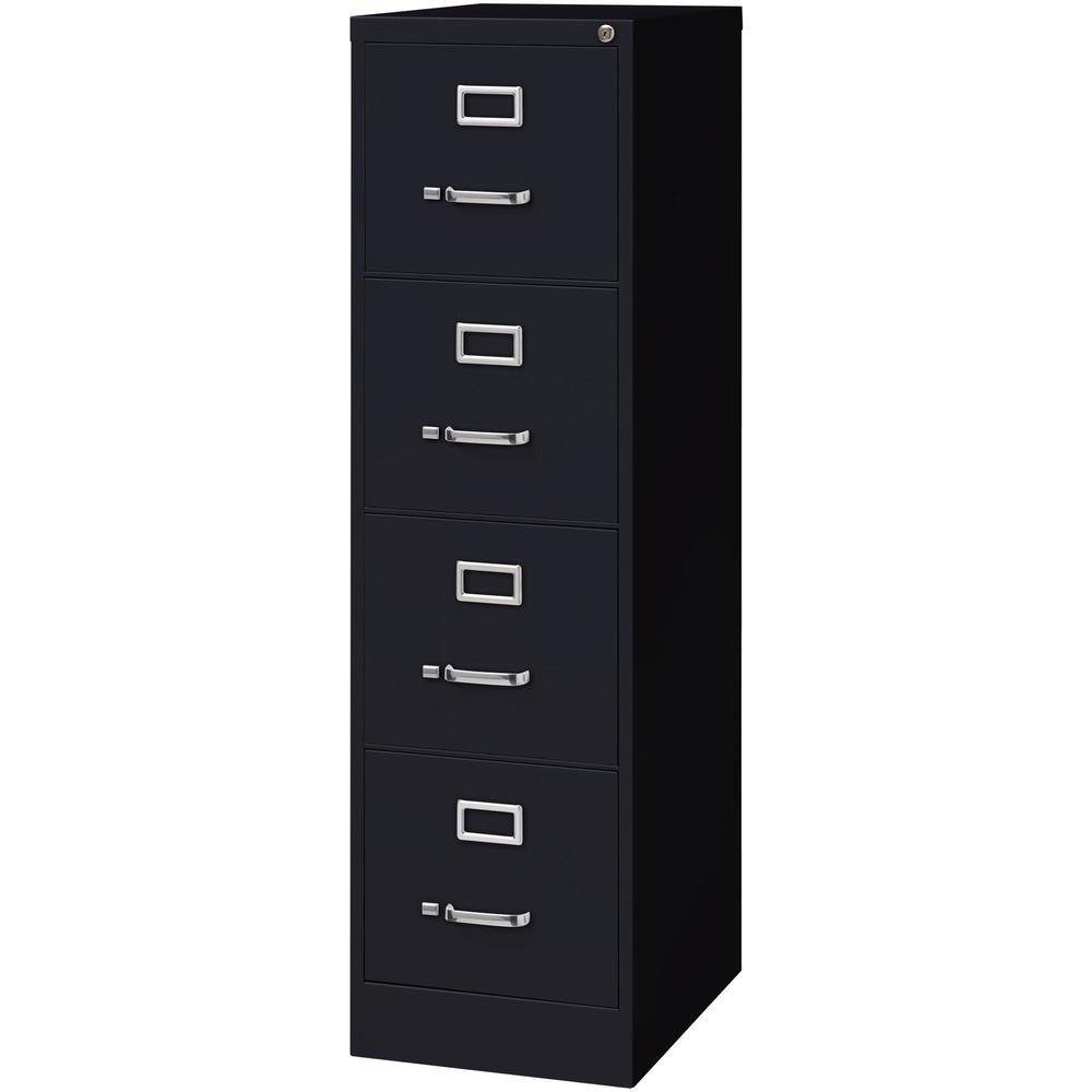 Lorell Fortress Series 22" Commercial-Grade Vertical File Cabinet - 15" x 22" x 52" - 4 x Drawer(s) for File - Letter - Lockable, Ball-bearing Suspension - Black - Steel - Recycled. Picture 5