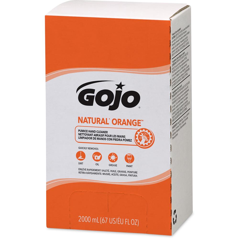 Gojo&reg; Natural Orange Pumice Hand Cleaner Refill - Orange Citrus ScentFor - 67.6 fl oz (2 L) - Dirt Remover, Grease Remover, Soilage Remover - Hand - Gray - 4 / Carton. Picture 4