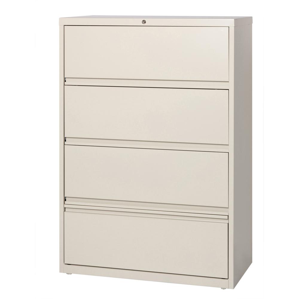 Lorell Fortress Lateral File with Roll-Out Shelf - 36" x 18.6" x 52.5" - 4 x Drawer(s) for File - Letter, Legal, A4 - Ball-bearing Suspension, Interlocking, Heavy Duty, Recessed Handle, Leveling Glide. Picture 3