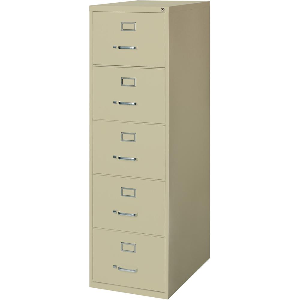 Lorell Fortress Series 26-1/2" Commercial-Grade Vertical File Cabinet - 18" x 26.5" x 61" - 5 x Drawer(s) for File - Legal - Vertical - Ball-bearing Suspension, Security Lock, Heavy Duty - Putty - Ste. Picture 5