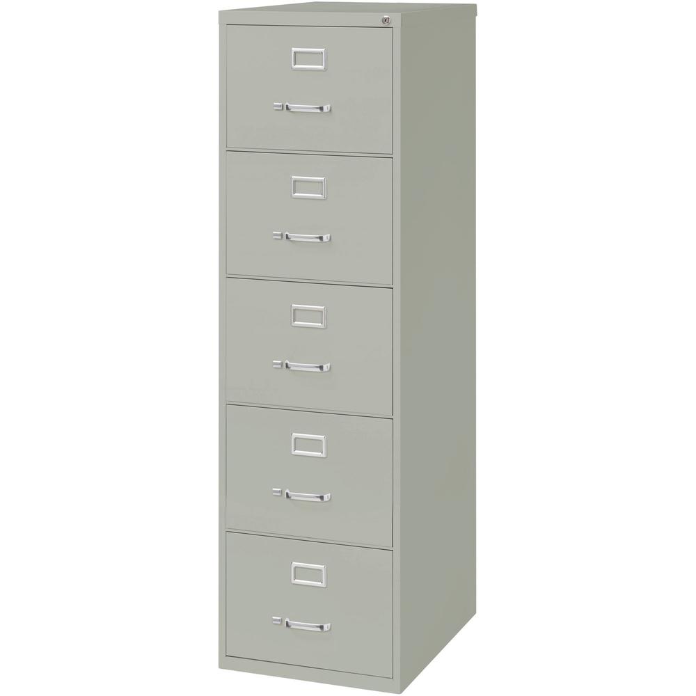Lorell Fortress Series 26-1/2" Commercial-Grade Vertical File Cabinet - 18" x 26.5" x 61" - 5 x Drawer(s) for File - Legal - Vertical - Security Lock, Heavy Duty, Ball-bearing Suspension - Light Gray . Picture 4
