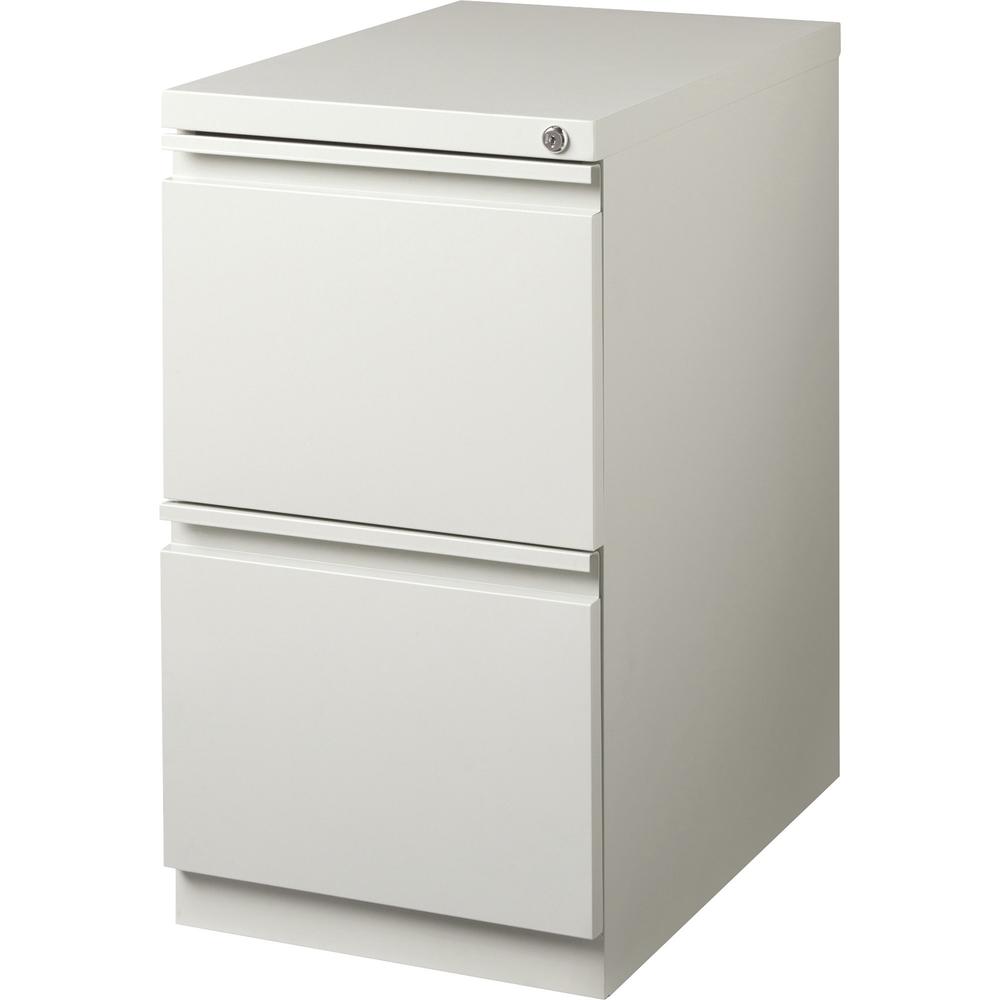 Lorell 20" File/File Mobile File Cabinet with Full-Width Pull - 15" x 20" x 27.8" - Letter - Ball-bearing Suspension, Recessed Handle, Security Lock - Light Gray - Steel - Recycled. Picture 7