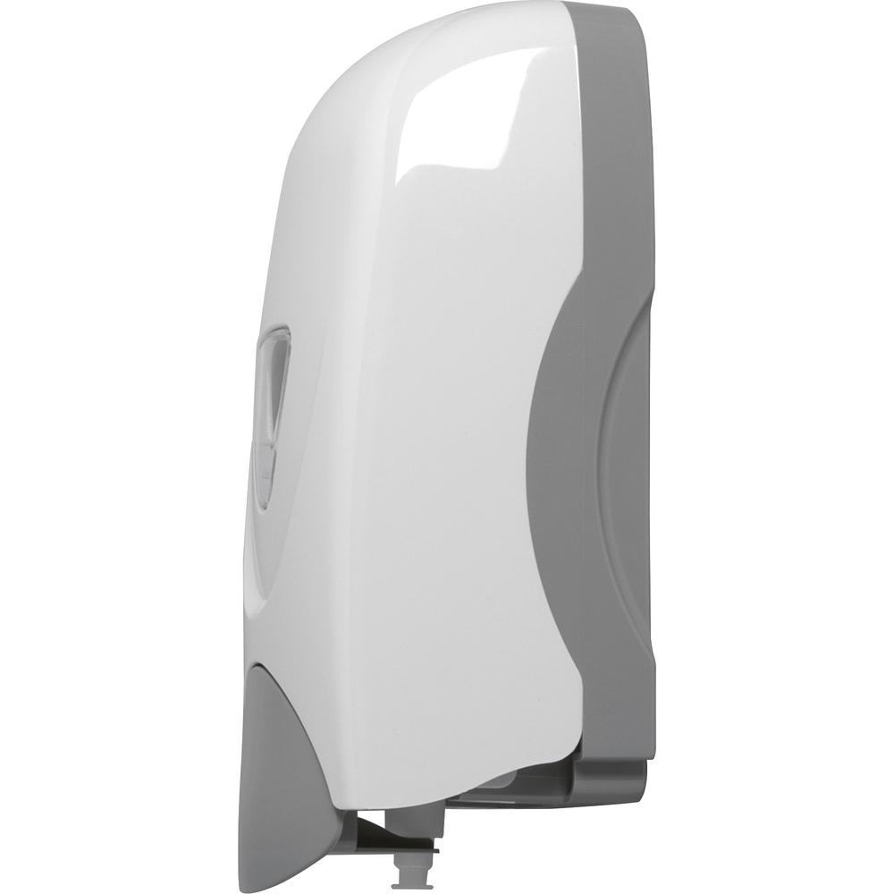 Genuine Joe Foam-Eeze Foam Soap Dispenser - Manual - 1.06 quart Capacity - Refillable, Site Window, Durable - Gray, White - 1Each. Picture 4