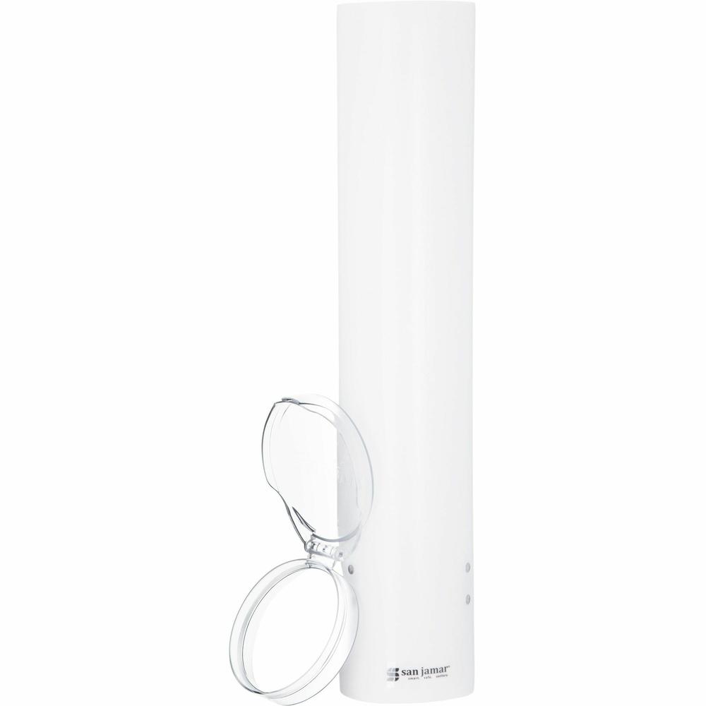 San Jamar Small Pull-type Water Cup Dispenser - 16" Tube - Pull Dispensing - Wall Mountable - Transparent White - Plastic - 1 Each. Picture 5