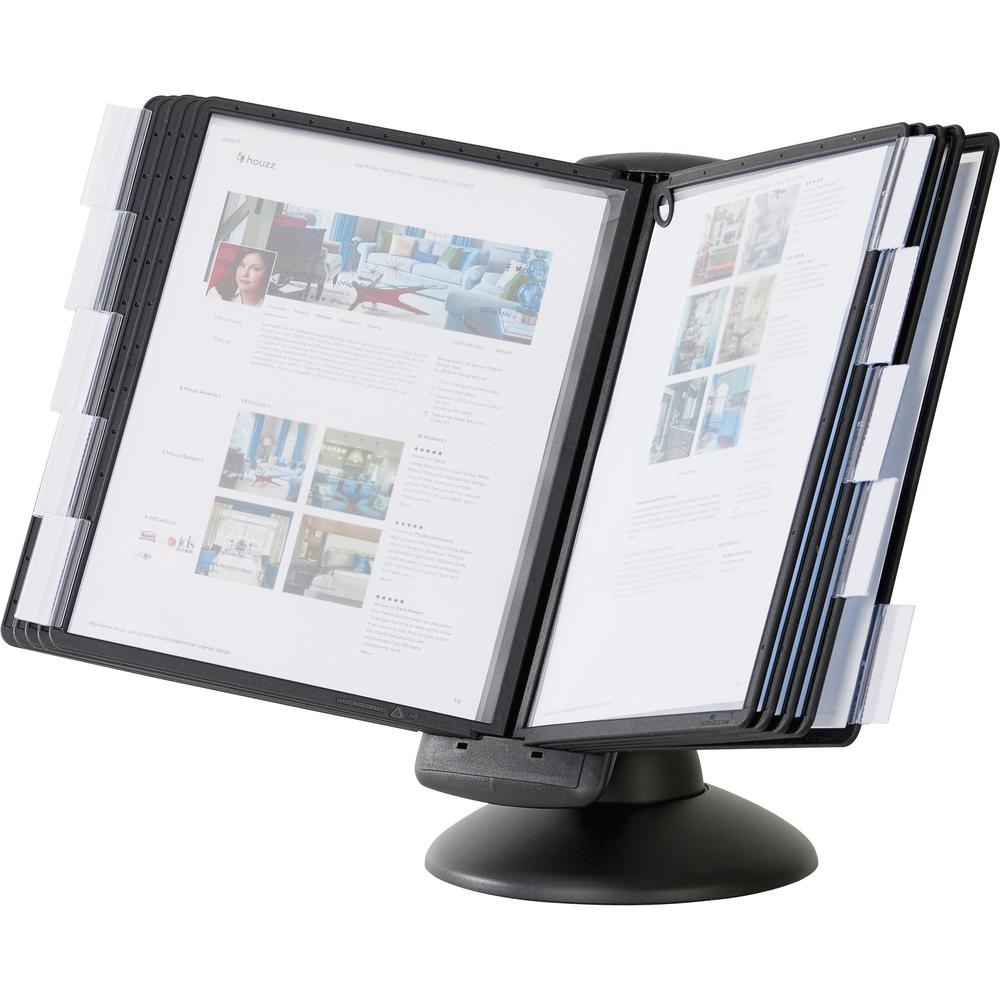 DURABLE&reg; SHERPA&reg; Motion Reference Display System - Desktop - 360&deg; Rotation - 10 Double Sided Panels - Letter Size - Anti-Flective/Non-Glare - Black. Picture 7