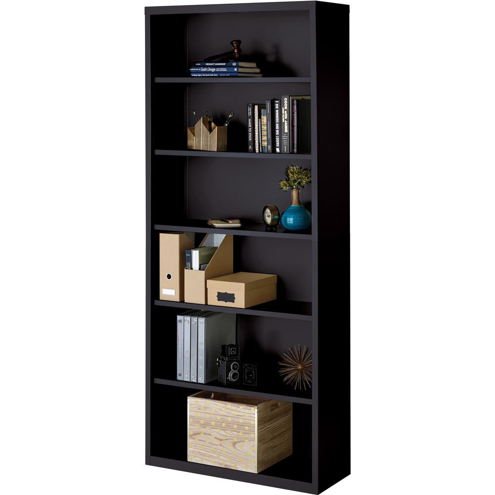Lorell Fortress Series Bookcase - 34.5" x 13" x 82" - 6 x Shelf(ves) - Black - Powder Coated - Steel - Recycled. Picture 8