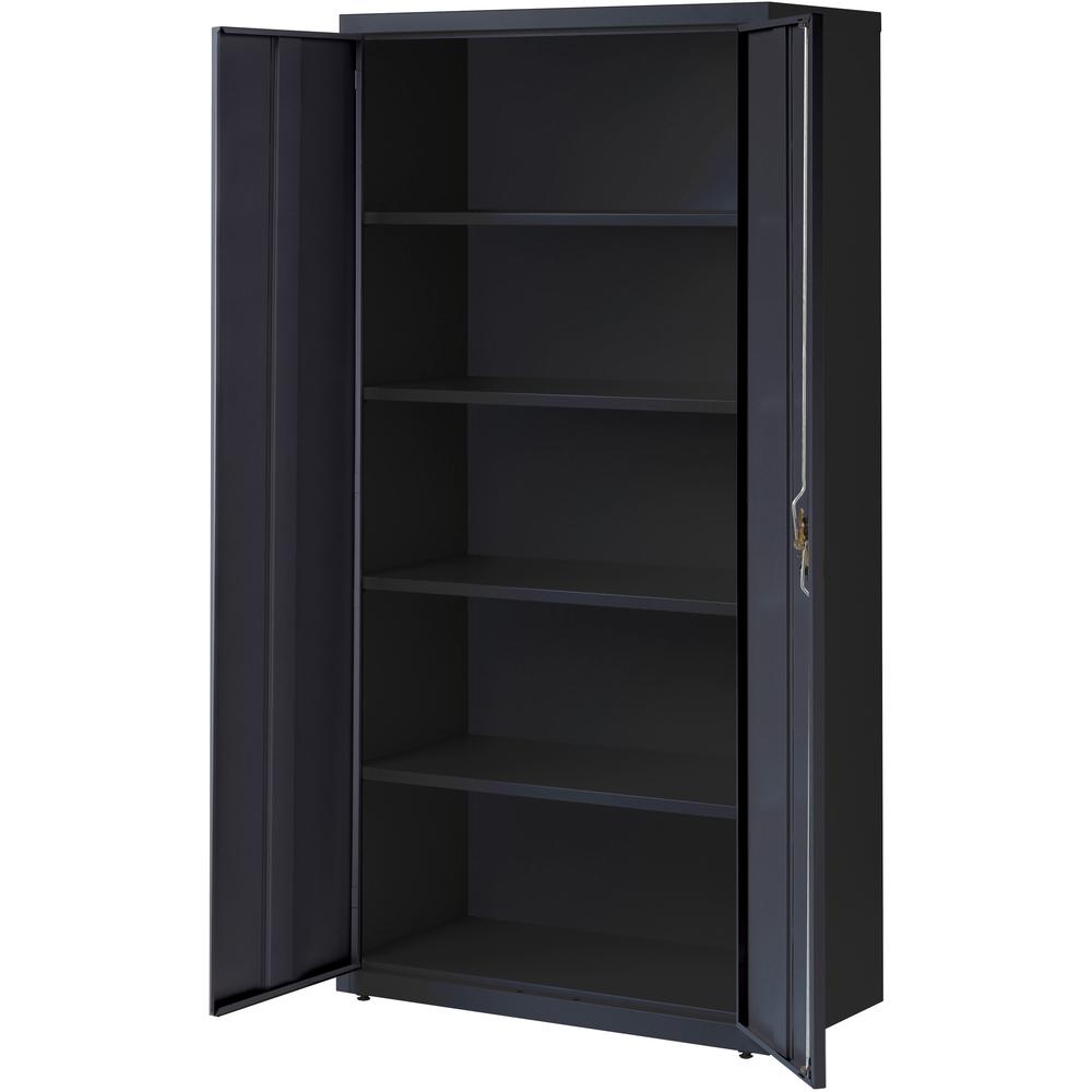 Lorell Fortress Series Storage Cabinet - 36" x 18" x 72" - 5 x Shelf(ves) - Recessed Locking Handle, Hinged Door, Durable - Black - Powder Coated - Steel - Recycled. Picture 5