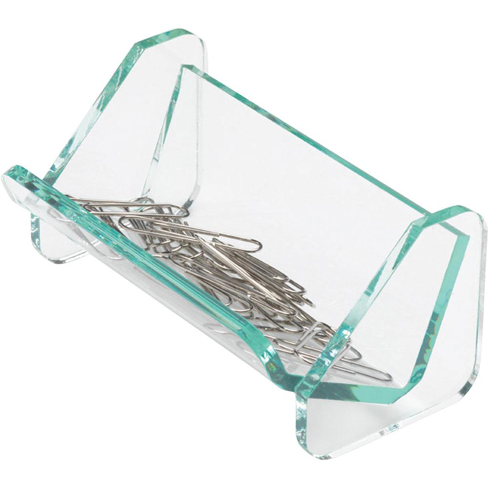 Lorell Acrylic Paper Clip Holder - Acrylic - 1 Each - Green, Transparent. Picture 2
