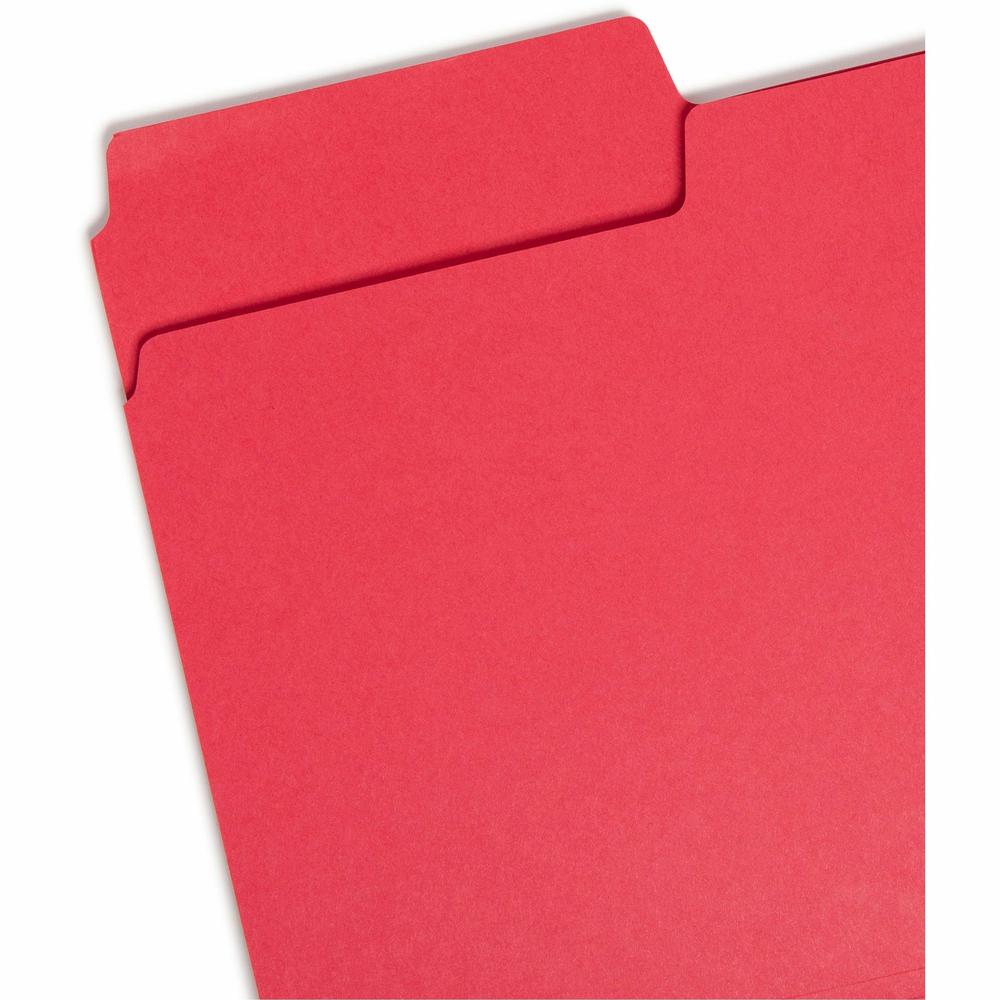 Smead SuperTab 1/3 Tab Cut Legal Recycled Top Tab File Folder - 8 1/2" x 14" - 3/4" Expansion - Top Tab Location - Assorted Position Tab Position - Blue, Red, Green, Yellow - 10% Recycled - 50 / Box. Picture 5