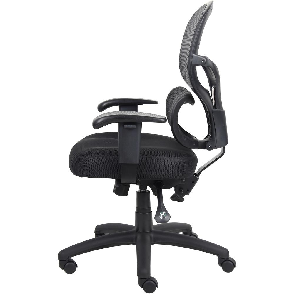 Lorell Mesh-Back Executive Chair - Black Fabric Seat - Black Mesh Back - 5-star Base - Black, Silver - Fabric - 1 Each. Picture 5