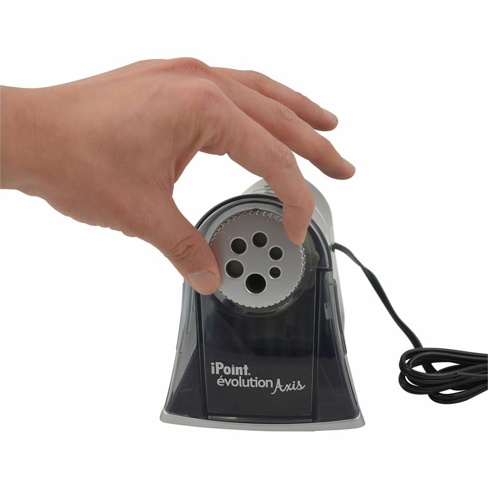 Westcott iPoint Evolution Axis Pencil Sharpener - Desktop - Helical - 5" Height x 7.8" Width x 5.4" Depth - Silver - 1 Each. Picture 5