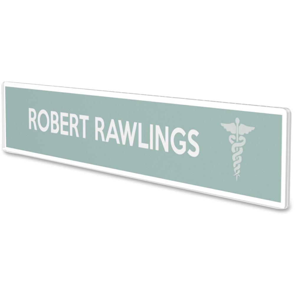Deflecto Cubicle Nameplate Sign Holder - 1 Each - 8.5" Width x 2" Height - Rectangular Shape - Wall Mountable - Insertable, Magnetic - Plastic - Clear. Picture 2