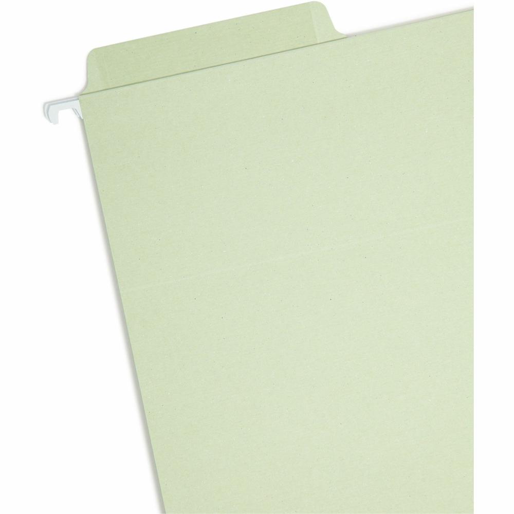 Smead FasTab 1/3 Tab Cut Letter Recycled Hanging Folder - 8 1/2" x 11" - Top Tab Location - Assorted Position Tab Position - Moss - 10% Recycled - 20 / Box. Picture 5