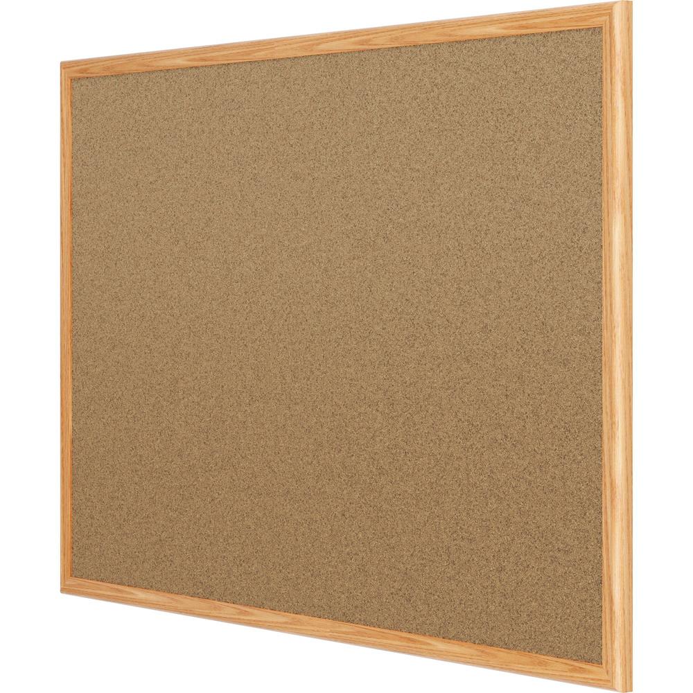 Mead Classic Cork Bulletin Board - 36" Height x 24" Width - Natural Cork Surface - Self-healing - Oak Aluminum Frame - 1 Each. Picture 3