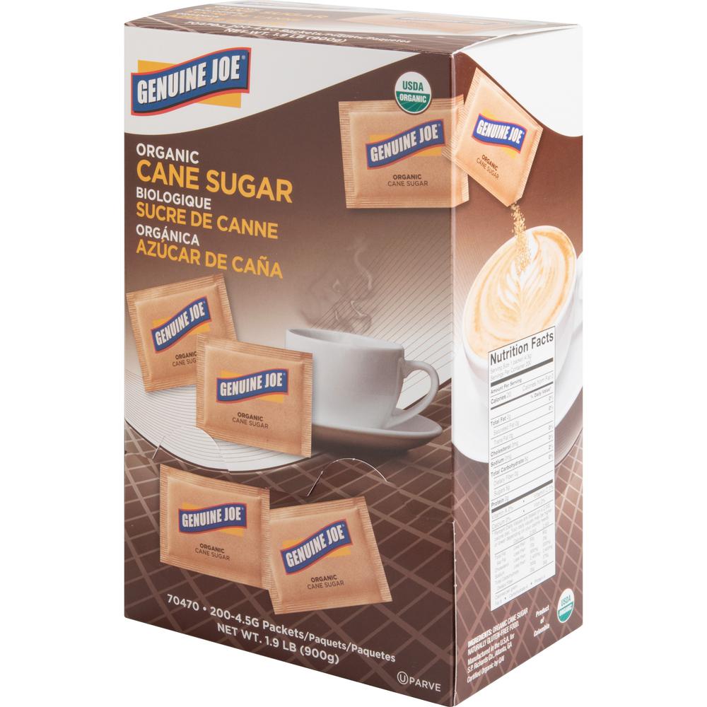 Genuine Joe Turbinado Natural Cane Sugar Packets - Packet - 0.159 oz (4.5 g) - Molasses Flavor - Natural Sweetener - 200/Box. Picture 3