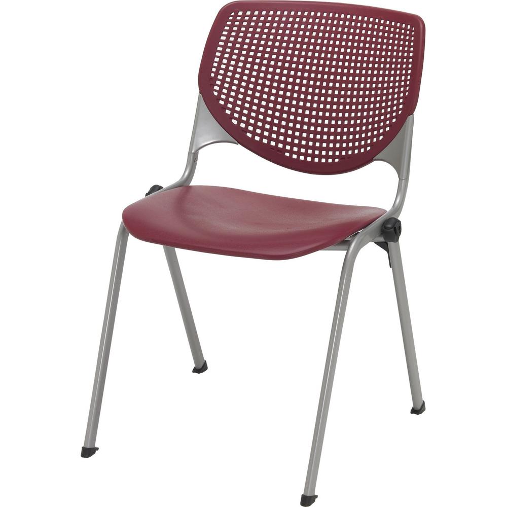 KFI Barstool with Polypropylene Seat and Back - Burgundy Polypropylene Seat - Burgundy Polypropylene Back - Silver Frame - 1 Each. Picture 2
