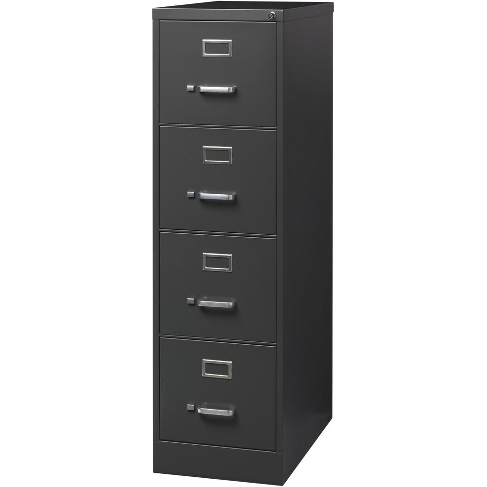 Lorell Fortress Series 26-1/2" Commercial-Grade Vertical File Cabinet - 15" x 26.5" x 52" - 4 x Drawer(s) for File - Letter - Vertical - Drawer Extension, Security Lock, Label Holder, Pull Handle - Ch. Picture 4