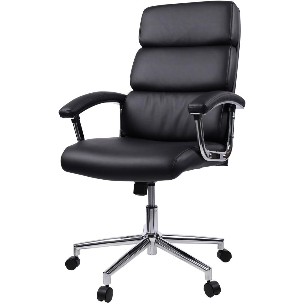 Lorell High-back Office Chair - Black Bonded Leather Seat - Black Bonded Leather Back - 1 Each. Picture 5