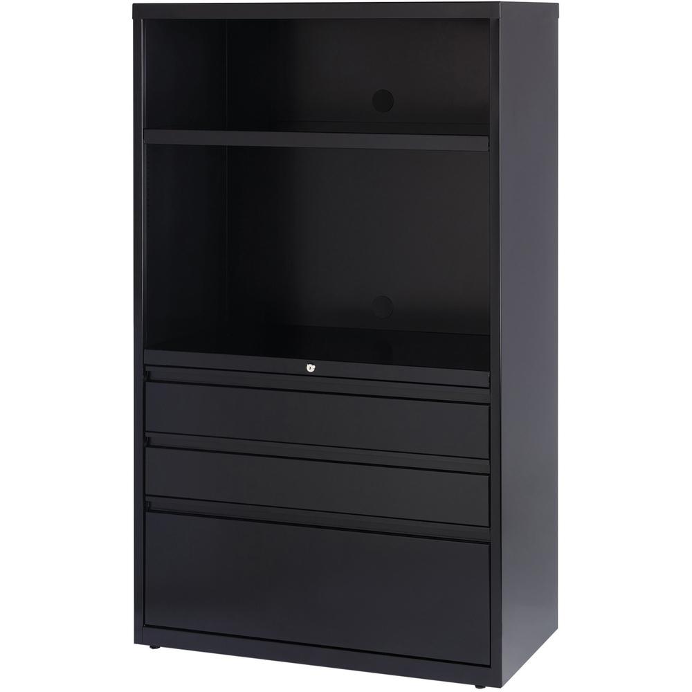 Lorell File/File Lateral File Combo Unit - 36" x 18.6" x 60" - 2 x Shelf(ves) - 3 x Drawer(s) for Box, File - Legal, Letter, A4 - Lateral - Cable Management, Leveling Glide, Adjustable Glide, Locking . Picture 2