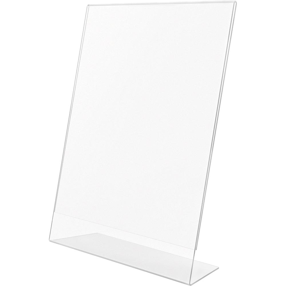 Deflecto Anti-Glare Slanted Sign Holder - Portrait - 11" x 8.5" x 2.5" x - Acrylic - 1 Each - Clear - Anti-glare, Scratch Resistant, Durable, Heavy Duty, Double-sided. Picture 6