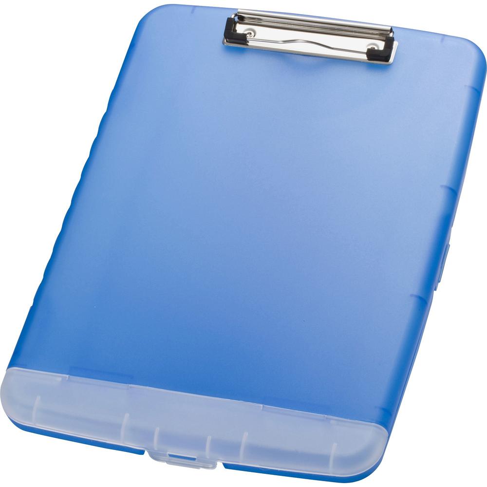 Officemate Slim Clipboard Storage Box - 1" Clip Capacity - 8 1/2" x 11" - Blue - 1 Each. Picture 5