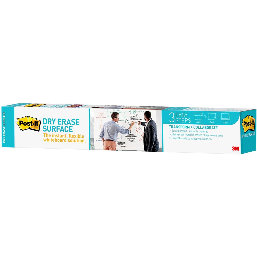 Post-it&reg; Self-Stick Dry-Erase Film Surface - White Surface - 24" (2 ft) Width x 36" (3 ft) Length - White Film - Rectangle - 1 / Pack. Picture 6