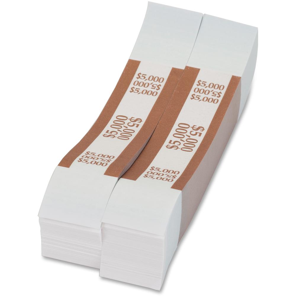 PAP-R Currency Straps - 1.25" Width - Total $5,000 in $50 Denomination - Self-sealing, Self-adhesive, Durable - 20 lb Basis Weight - Kraft - White, Multi - 1000 / Pack. Picture 8