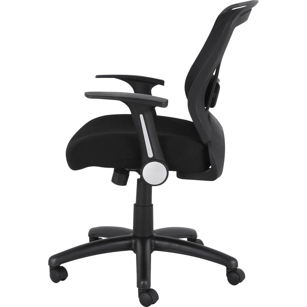 Lorell Flipper Arm Mid-back Chair - Fabric Seat - 5-star Base - Black - 1 Each. Picture 7