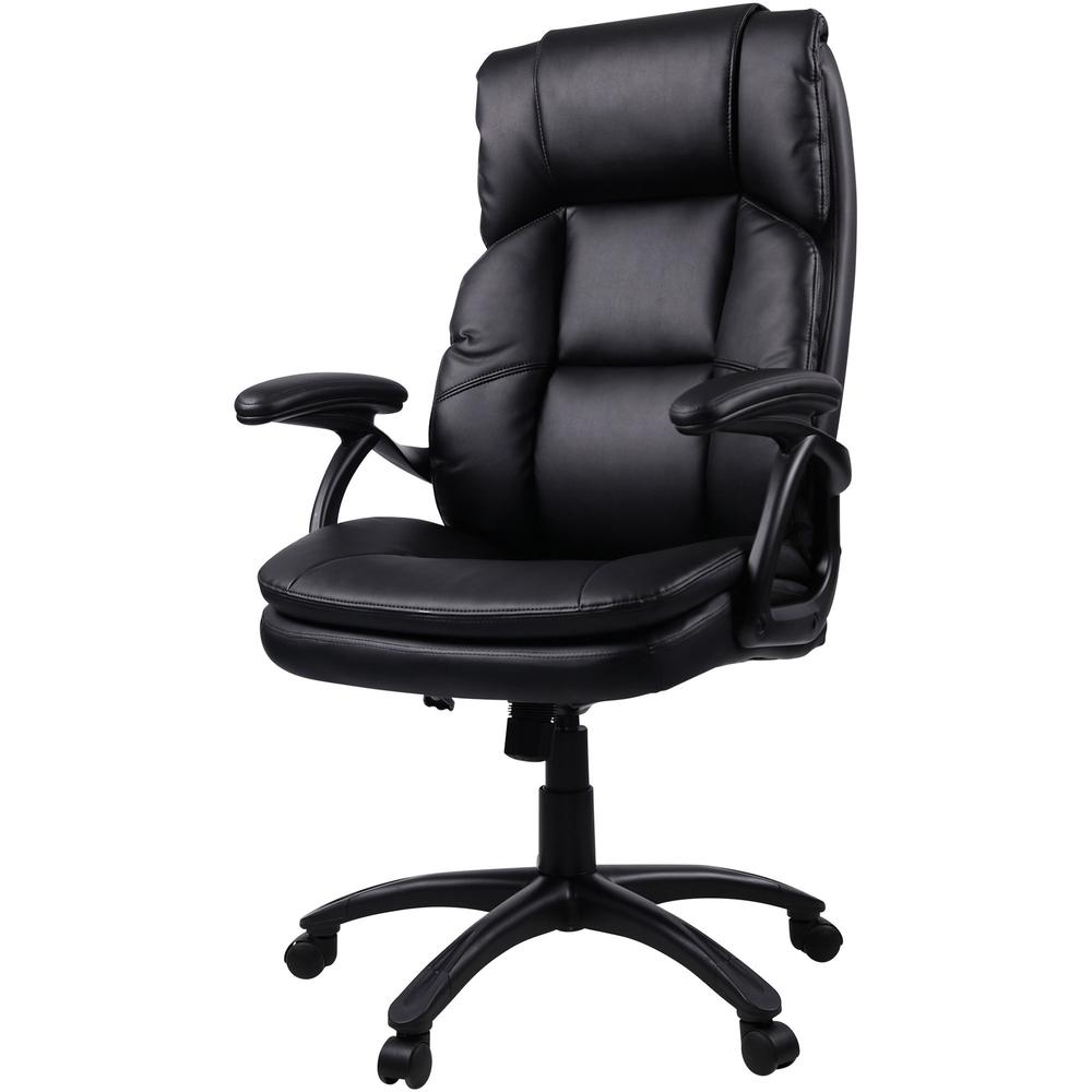 Lorell Black Base High-back Leather Chair - Bonded Leather Seat - Bonded Leather Back - High Back - 5-star Base - Black - 1 Each. Picture 5