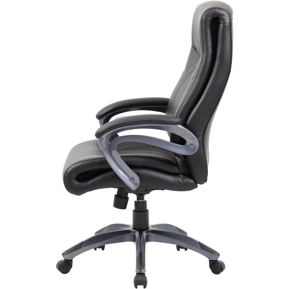 Boss B8661 Executive Chair - Black LeatherPlus Seat - Gray Leather Back - Black, Gray Nylon Frame - 5-star Base - 1 Each. Picture 4