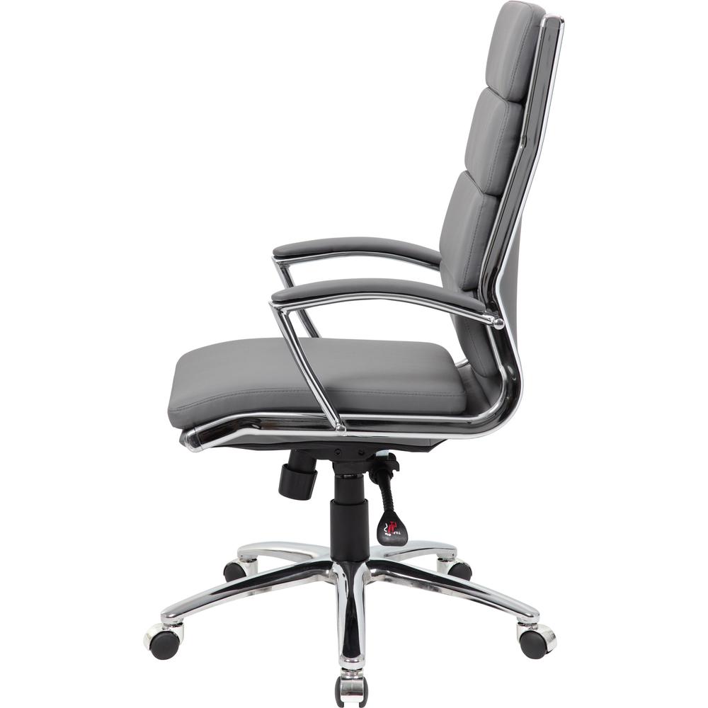 Boss B9471 Executive Chair - Gray Vinyl Seat - Gray Back - Chrome, Black Chrome Frame - 5-star Base - Armrest - 1 Each. Picture 4