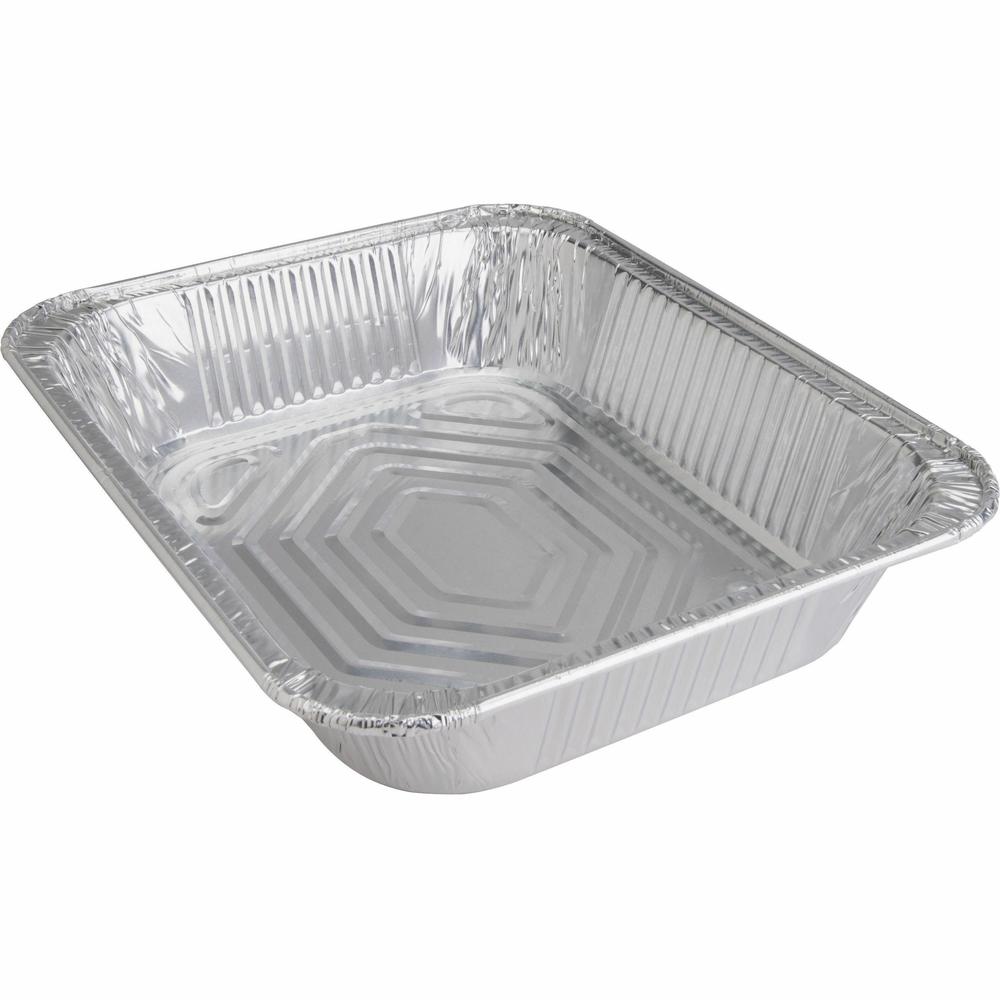 Genuine Joe Half-size Disposable Aluminum Pan - Cooking, Serving - Disposable - 0.5" Diameter - Silver - Aluminum Body - 100 / Carton. Picture 5