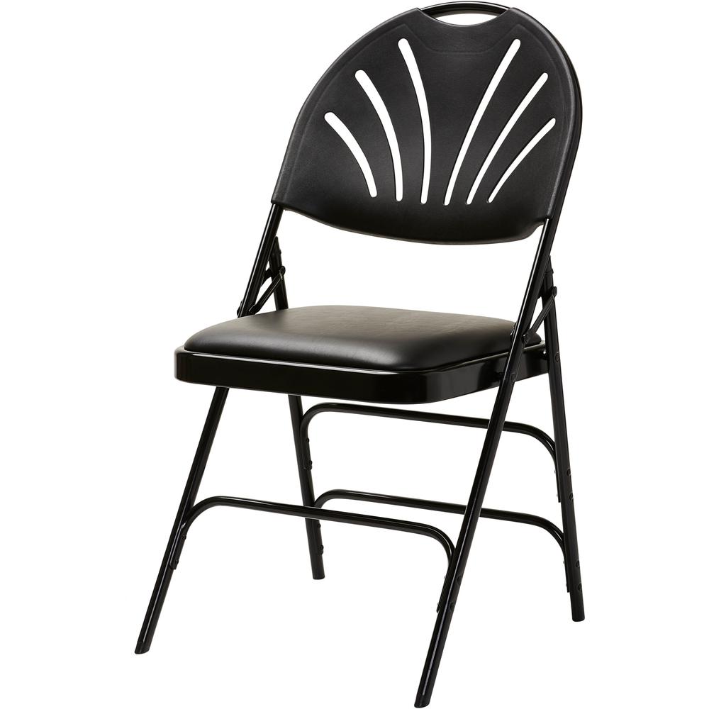 Samsonite Xl Fanback Steel And Vinyl Folding Chair Vinyl Black