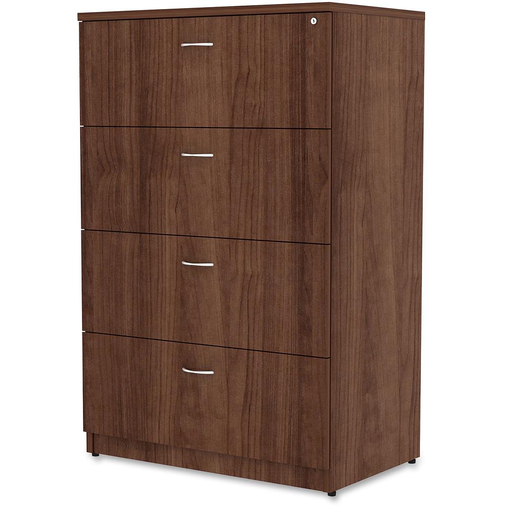 Lorell Essentials Lateral File - 4-Drawer - 1" Top, 35.5" x 22" x 54.8" - 4 x File Drawer(s) - Material: Polyvinyl Chloride (PVC) Edge - Finish: Walnut Laminate. Picture 4