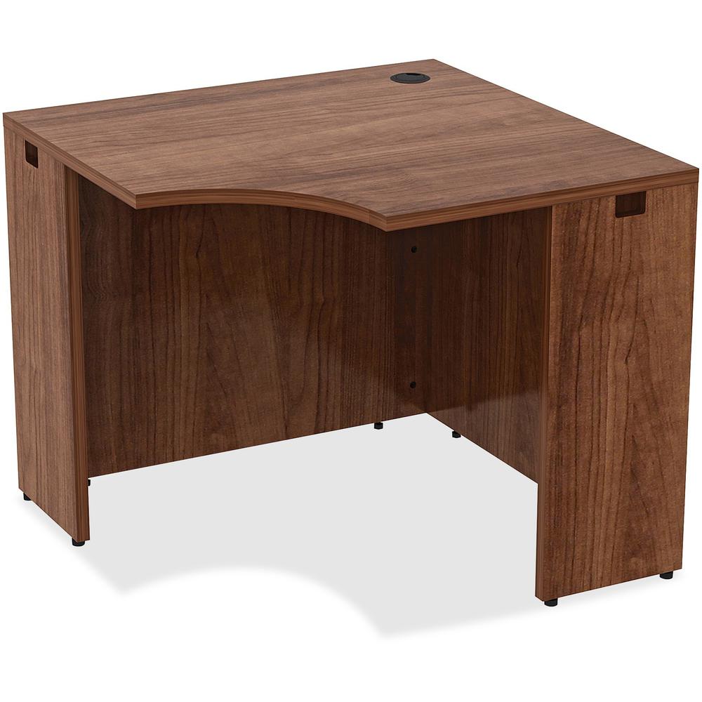 Lorell Essentials Series Corner Desk - 36" x 36"29.5" , 0.1" Edge - Material: Metal - Finish: Walnut, Laminate. Picture 4