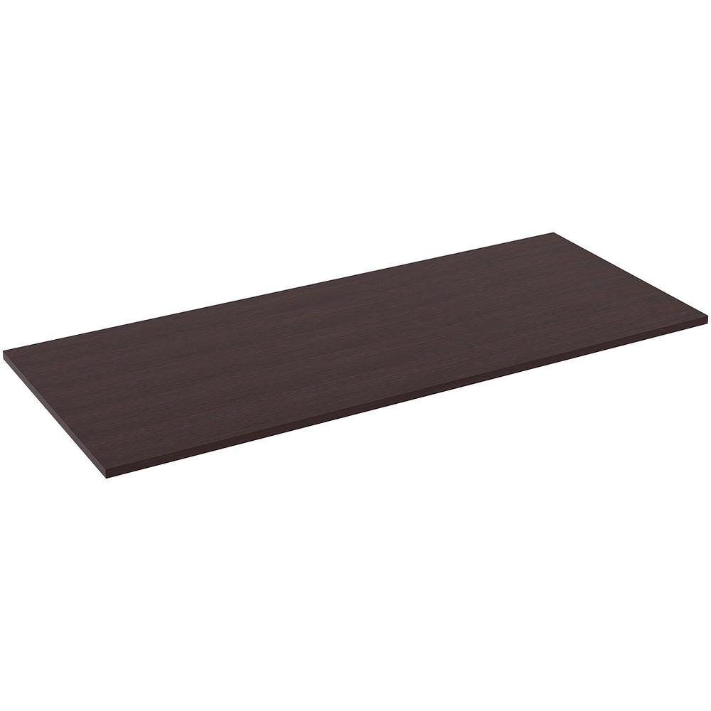 Lorell Utility Table Top - Espresso Rectangle, Laminated Top - 72" Table Top Width x 30" Table Top Depth x 1" Table Top Thickness - Assembly Required. Picture 3