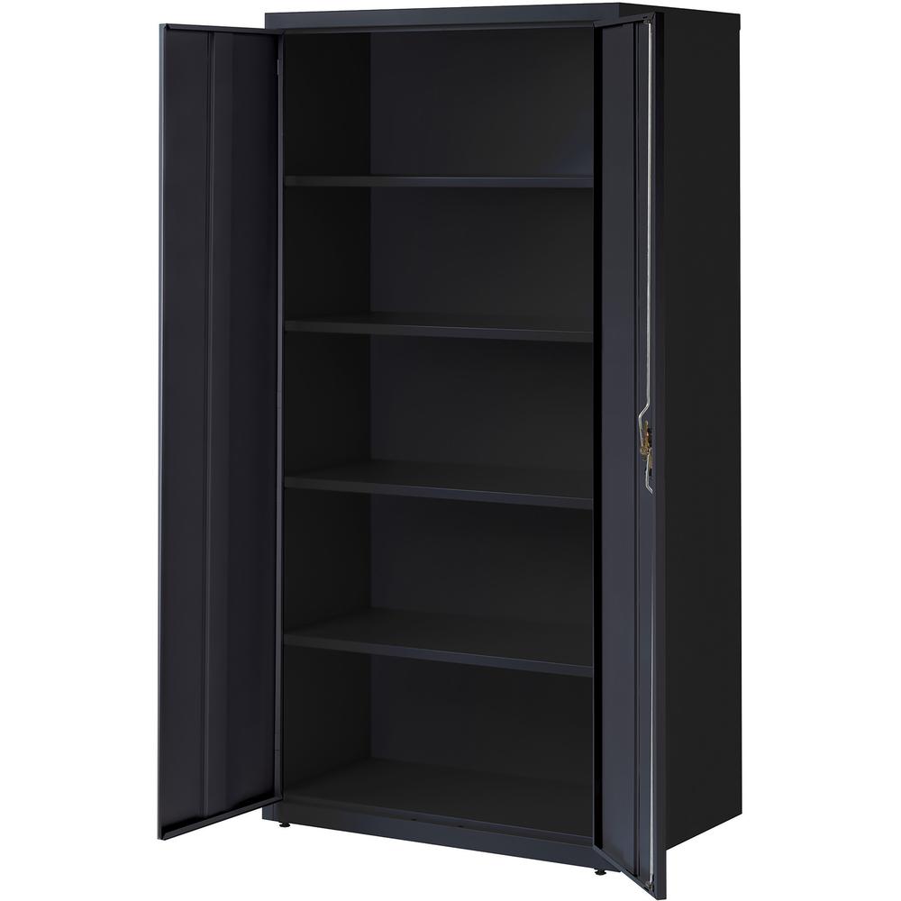 Lorell Fortress Series Storage Cabinet - 36" x 24" x 72" - 5 x Shelf(ves) - Hinged Door(s) - Sturdy, Recessed Locking Handle, Removable Lock, Durable, Storage Space - Black - Powder Coated - Steel - R. Picture 3
