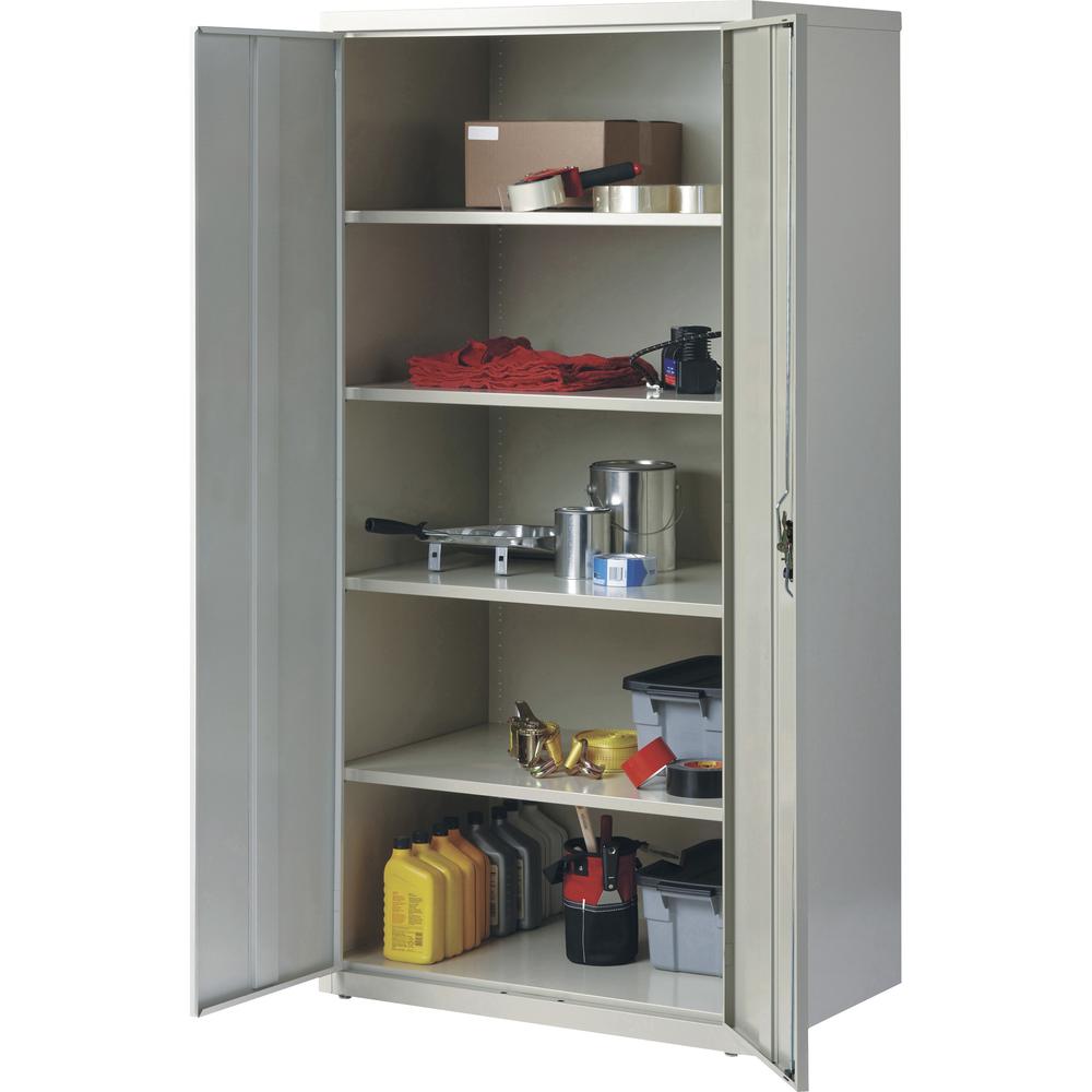 Lorell Fortress Series Storage Cabinet - 24" x 36" x 72" - 5 x Shelf(ves) - Hinged Door(s) - Sturdy, Recessed Locking Handle, Removable Lock, Durable, Storage Space - Light Gray - Powder Coated - Stee. Picture 5