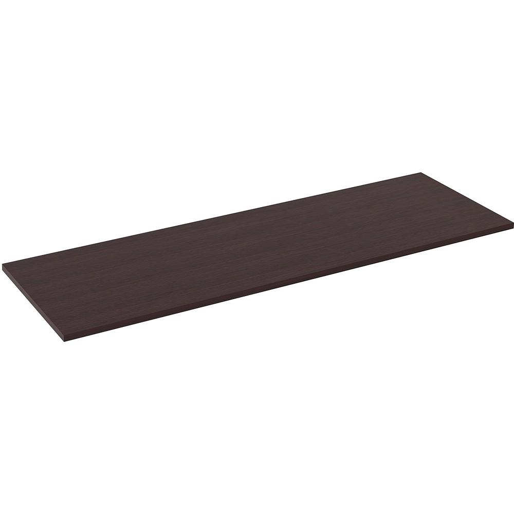 Lorell Utility Table Top - Espresso Rectangle, Laminated Top - 72" Table Top Width x 24" Table Top Depth x 1" Table Top Thickness - Assembly Required. Picture 4