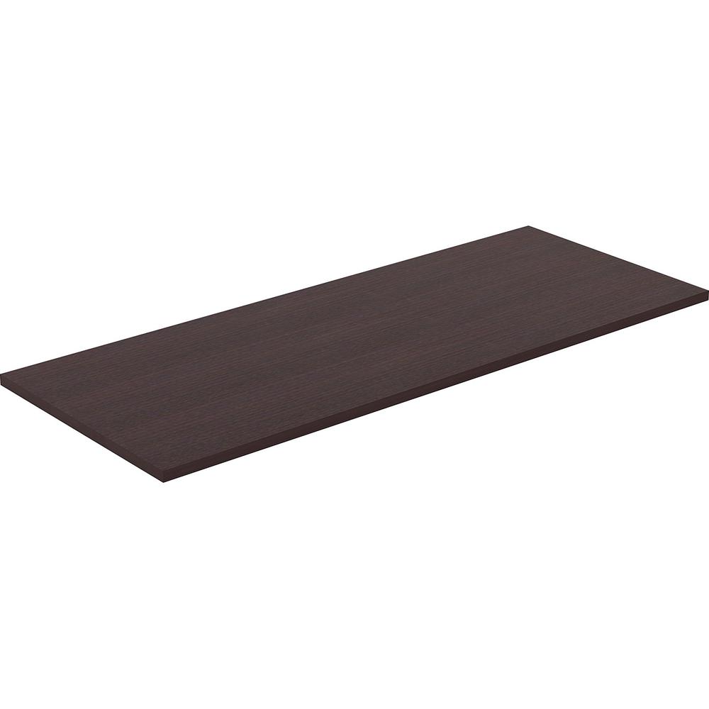 Lorell Utility Table Top - Espresso Rectangle, Laminated Top - 60" Table Top Length x 24" Table Top Width x 1" Table Top Thickness - Assembly Required. Picture 3