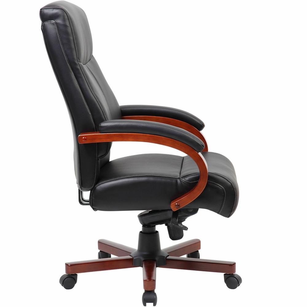 Lorell Executive Chair - Black Leather Seat - Black Leather Back - 1 Each. Picture 4
