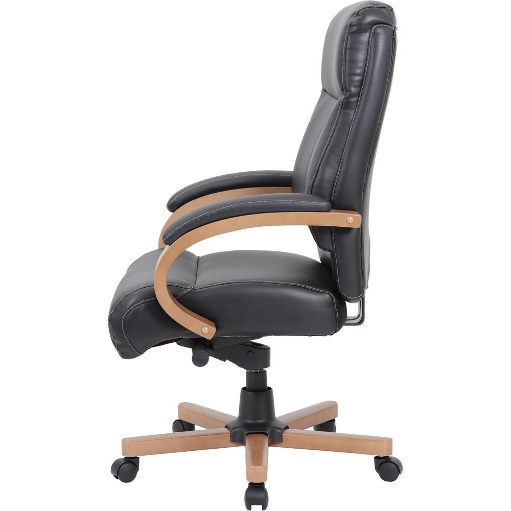 Lorell Executive Chair - Black Leather Seat - Black Leather Back - 1 Each. Picture 3