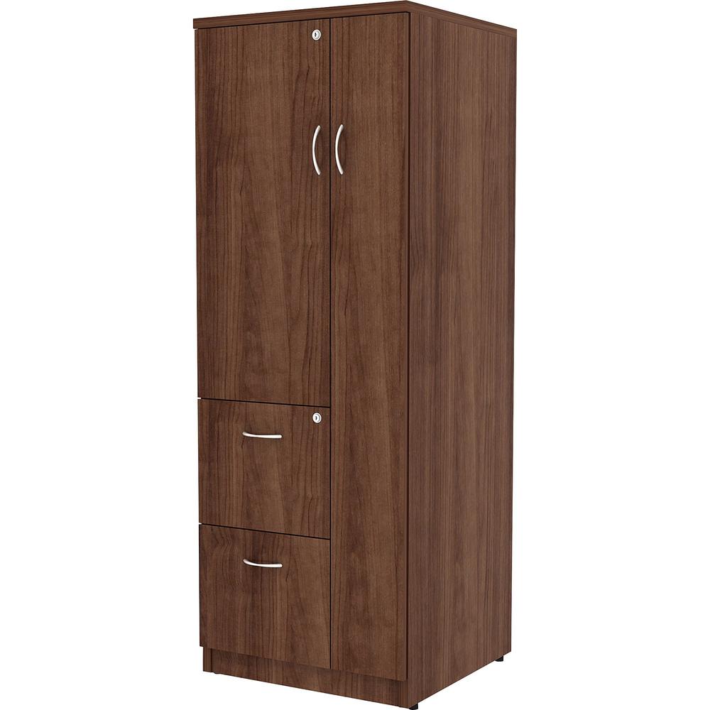 Lorell Essentials/Revelance Tall Storage Cabinet - 23.6" x 23.6"65.6" Cabinet, 0.5" Compartment - 2 x Storage Drawer(s) - 1 Door(s) - Finish: Walnut, Laminate. Picture 5