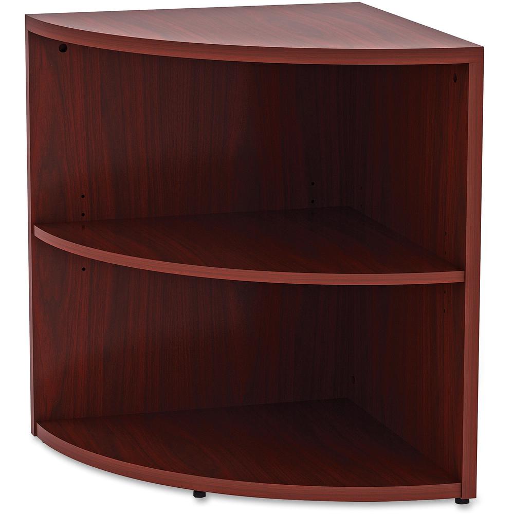 Lorell Essentials Series Desk End Corner Bookcase - 29.5" Height x 23.6" Width x 23.6" Depth - Floor - Mahogany - Laminate, Polyvinyl Chloride (PVC) - 1Each - Corner Shape. Picture 4