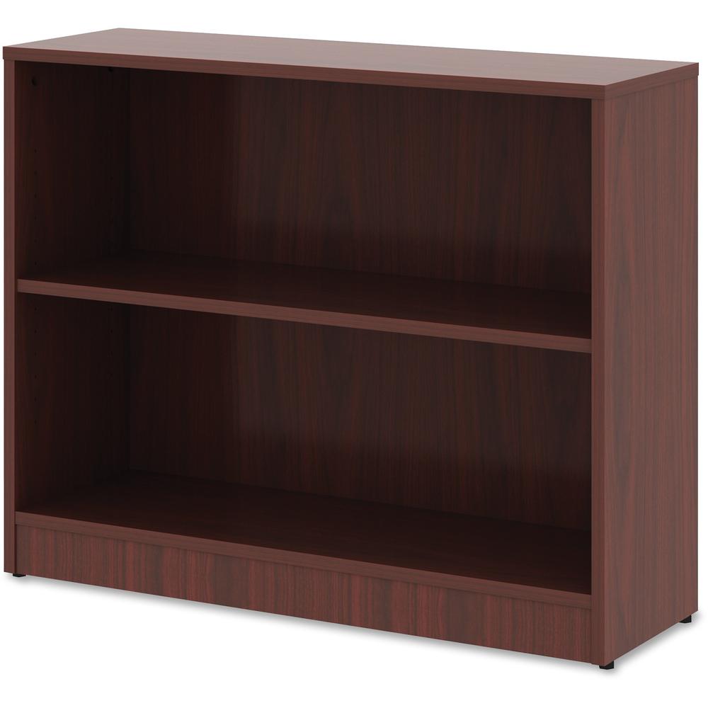 Lorell Laminate Bookcase - 2 Shelf(ves) - 29.5" Height x 36" Width x 12" Depth - Sturdy, Adjustable Feet, Adjustable Shelf - Thermofused Laminate (TFL) - Mahogany - Laminate - 1 Each. Picture 6