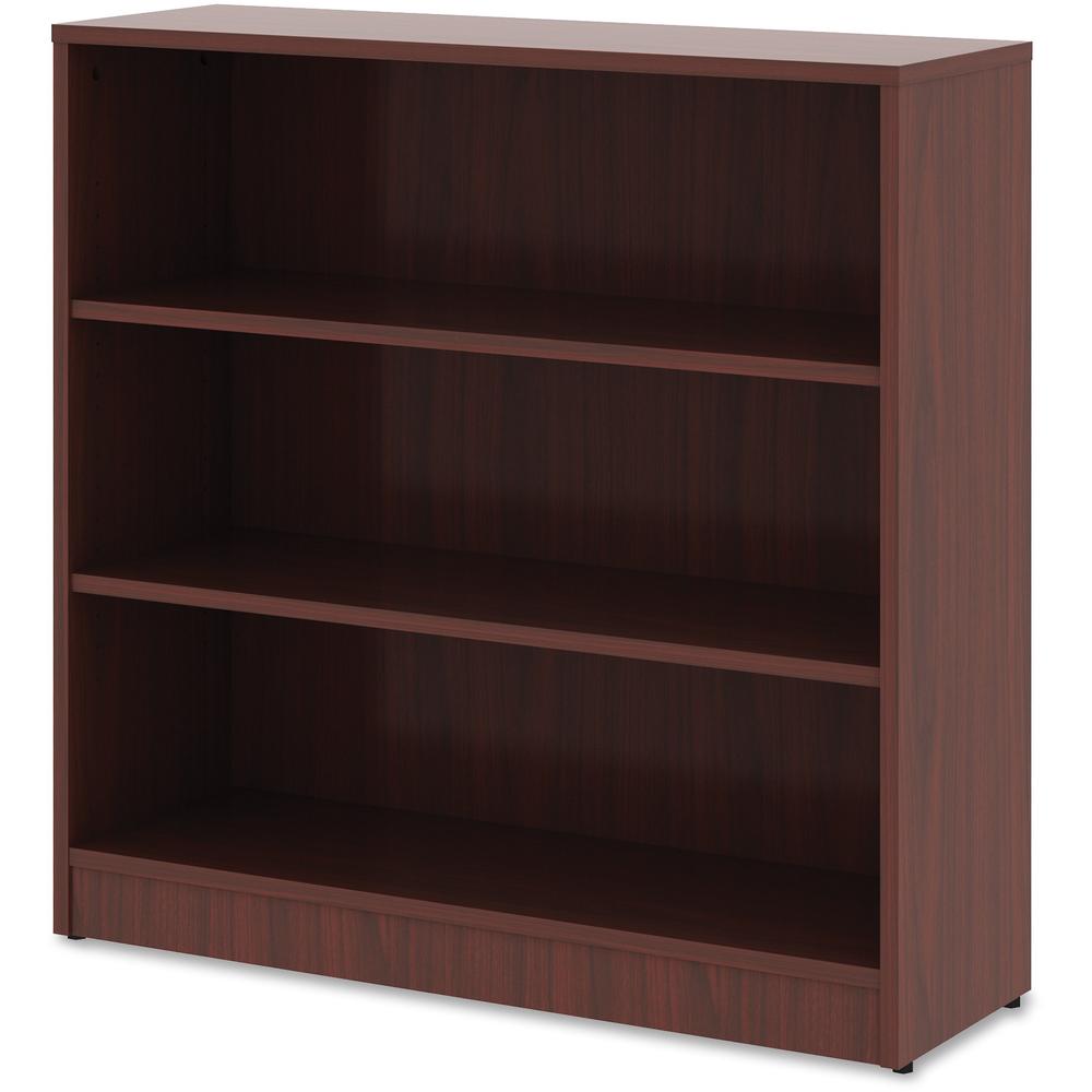 Lorell Laminate Bookcase - 3 Shelf(ves) - 36" Height x 36" Width x 12" Depth - Sturdy, Adjustable Feet, Adjustable Shelf - Thermofused Laminate (TFL) - Mahogany - Laminate - 1 Each. Picture 6
