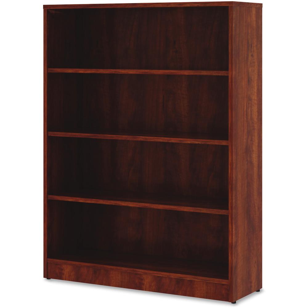 Lorell Laminate Bookcase - 4 Shelf(ves) - 48" Height x 36" Width x 12" Depth - Sturdy, Adjustable Feet - Cherry - Laminate - 1 Each. Picture 2