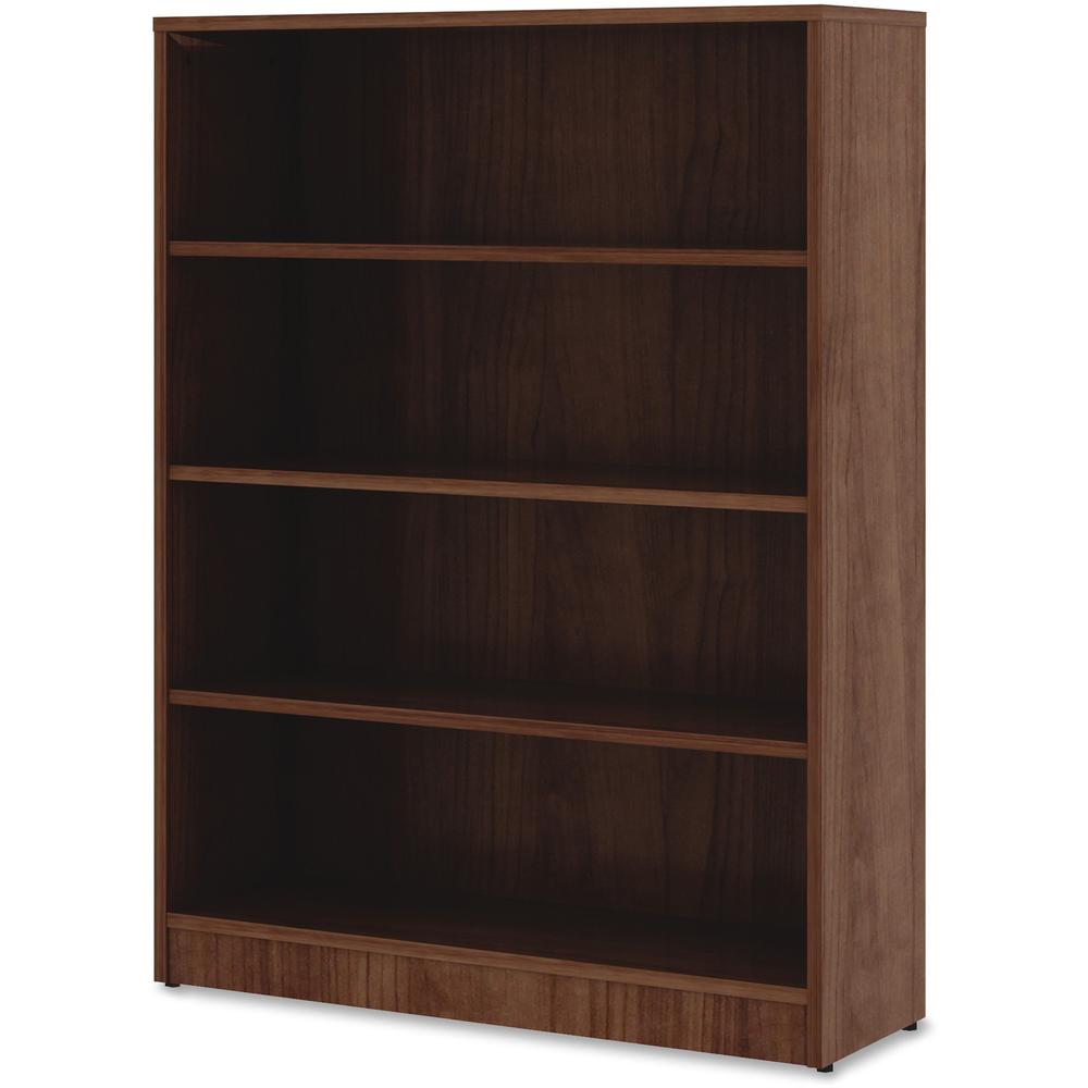 Lorell Laminate Bookcase - 4 Shelf(ves) - 48" Height x 36" Width x 12" Depth - Sturdy, Adjustable Feet - Walnut - Laminate - 1 Each. Picture 2